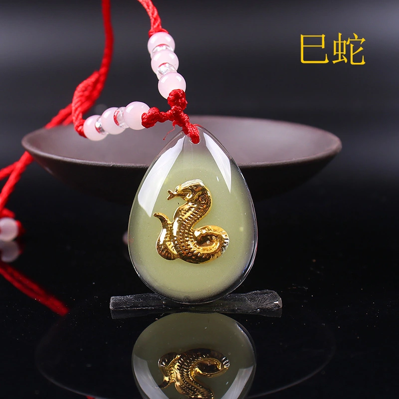 Crystal Luminous Pendant Crystal US Dollar Zodiac Red String Necklace