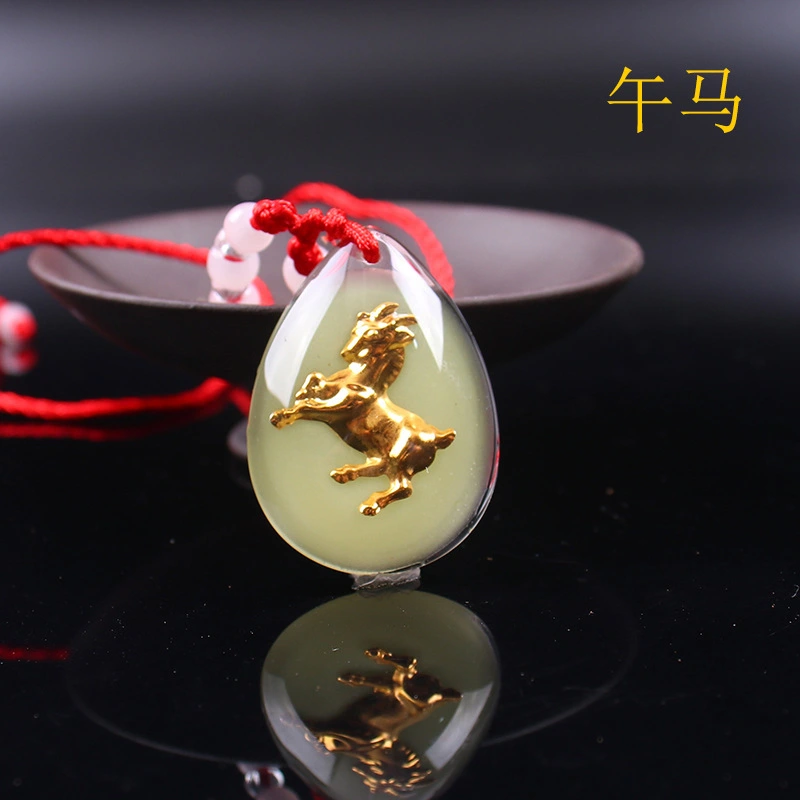 Crystal Luminous Pendant Crystal US Dollar Zodiac Red String Necklace