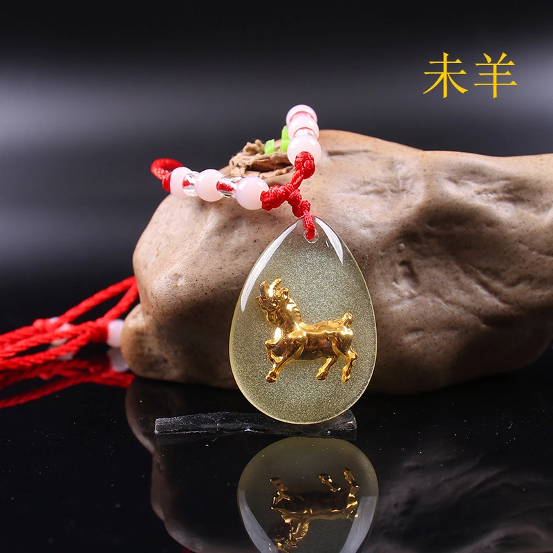 Crystal Luminous Pendant Crystal US Dollar Zodiac Red String Necklace