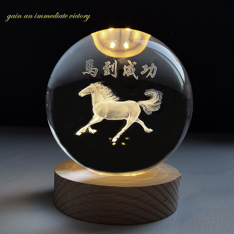 Creative 3D interior carved crystal sphere lucky cat, gain an immediate victory, grand exhibition, smooth sailing, home and office decoration ornaments