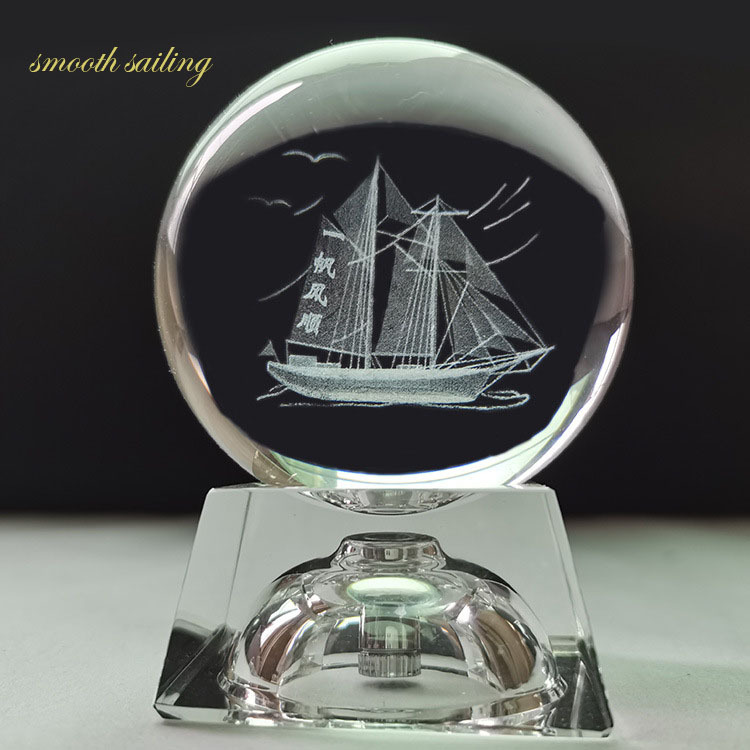 Creative 3D interior carved crystal sphere lucky cat, gain an immediate victory, grand exhibition, smooth sailing, home and office decoration ornaments