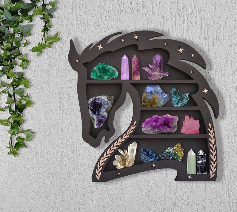 New Dark Phoenix Crystal Shelf Animal Collection Crystal Display Wall Mount