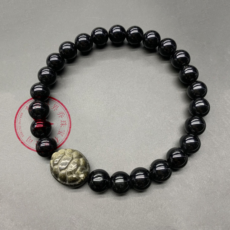 Hot Selling Natural Obsidian Bracelet With Turtle Shell, Obsidian With Wings, Lucky Bracelet