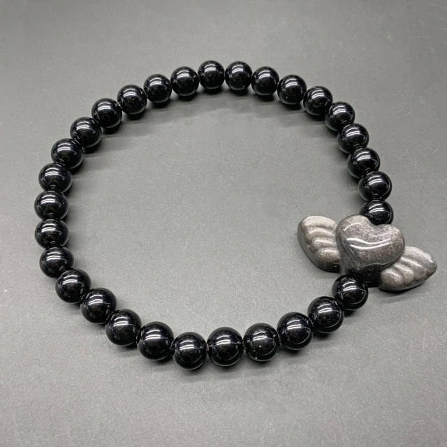 Hot Selling Natural Obsidian Bracelet With Turtle Shell, Obsidian With Wings, Lucky Bracelet