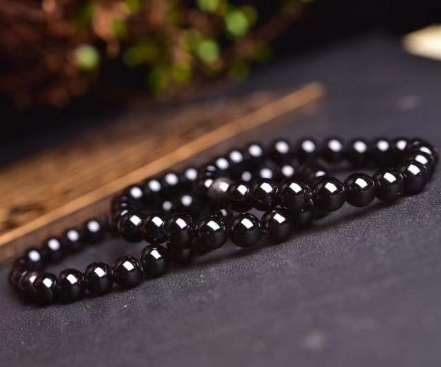 Natural black tourmaline, bracelet to ward off evil spirits, prevent villains, suppress houses, and cure geomancy bracelet 8mm