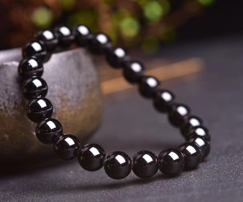 Natural black tourmaline, bracelet to ward off evil spirits, prevent villains, suppress houses, and cure geomancy bracelet 8mm