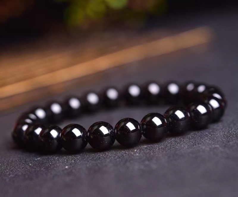 Natural black tourmaline, bracelet to ward off evil spirits, prevent villains, suppress houses, and cure geomancy bracelet 8mm