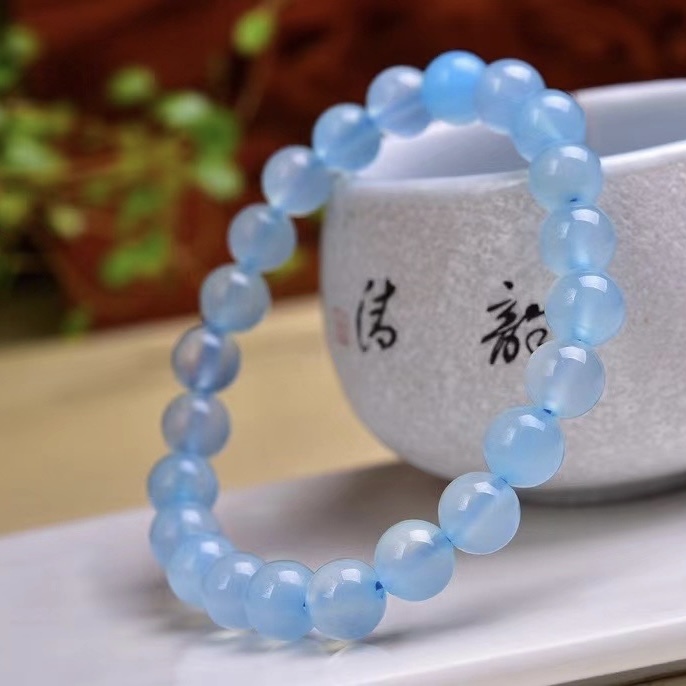 Natural Aquamarine Healing 8mm Bracelet Unisex Suitable for Gifting Friends