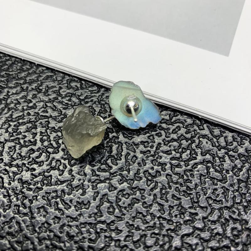 Natural raw stone 925 sliver earrings Tanzanite aquamarine citrine peridot amazonite Black Tourmaline Sapphire Ring Adjustable Color Retention Healing