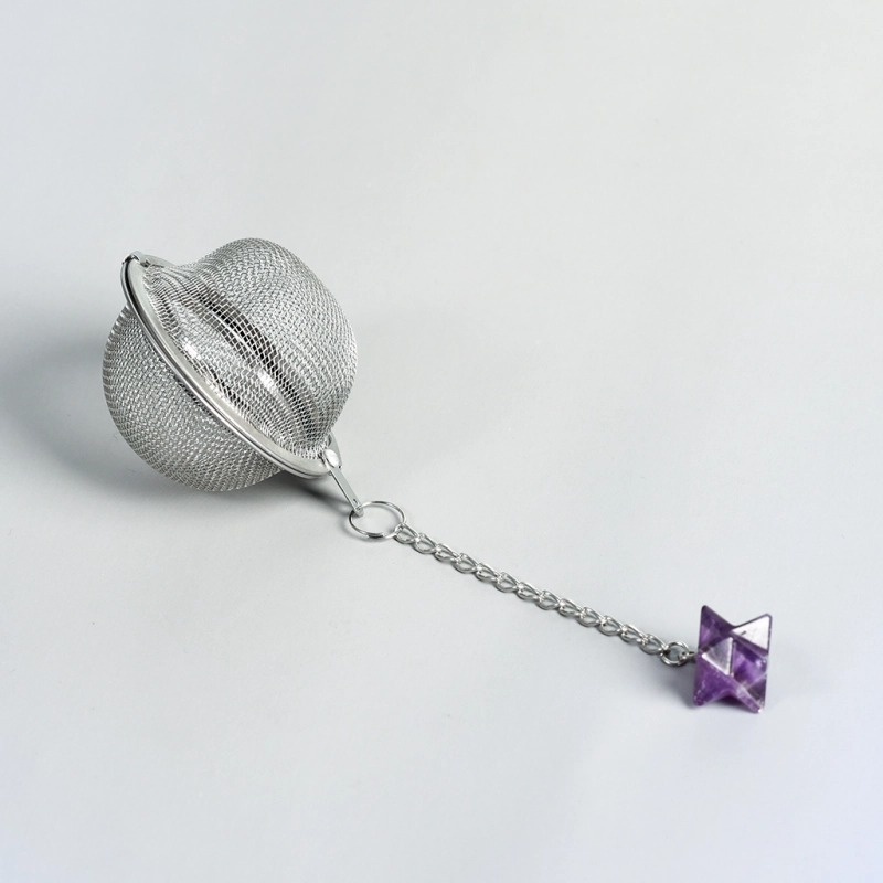 Crystal Merkaba mesh belt chain stainless steel tea leak soup Weibao tea maker hot pot marinade filter ball Specifications: leaking net 4.5cm, length 16cm