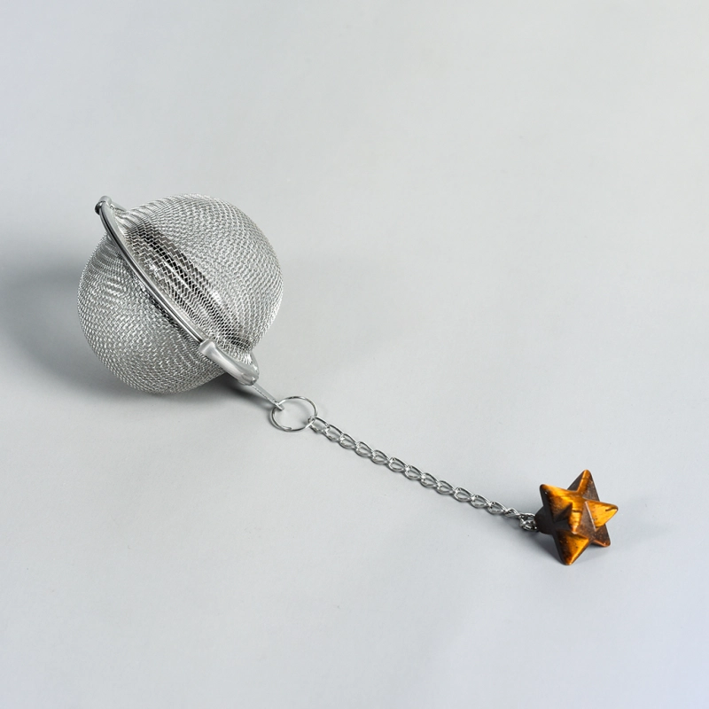 Crystal Merkaba mesh belt chain stainless steel tea leak soup Weibao tea maker hot pot marinade filter ball Specifications: leaking net 4.5cm, length 16cm