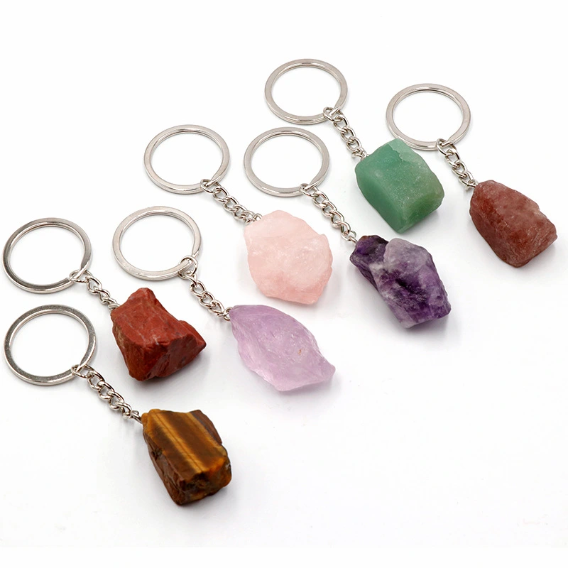 Natural crystal gem raw stone key chain pendant mineral stone collection fish tank ornamental home decoration decoration