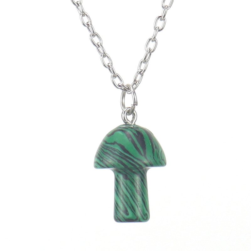 Natural Crystal Jewelry Mushroom Pendant Unisex Aventurine Jade Pendant