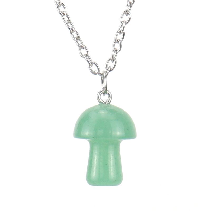 Natural Crystal Jewelry Mushroom Pendant Unisex Aventurine Jade Pendant