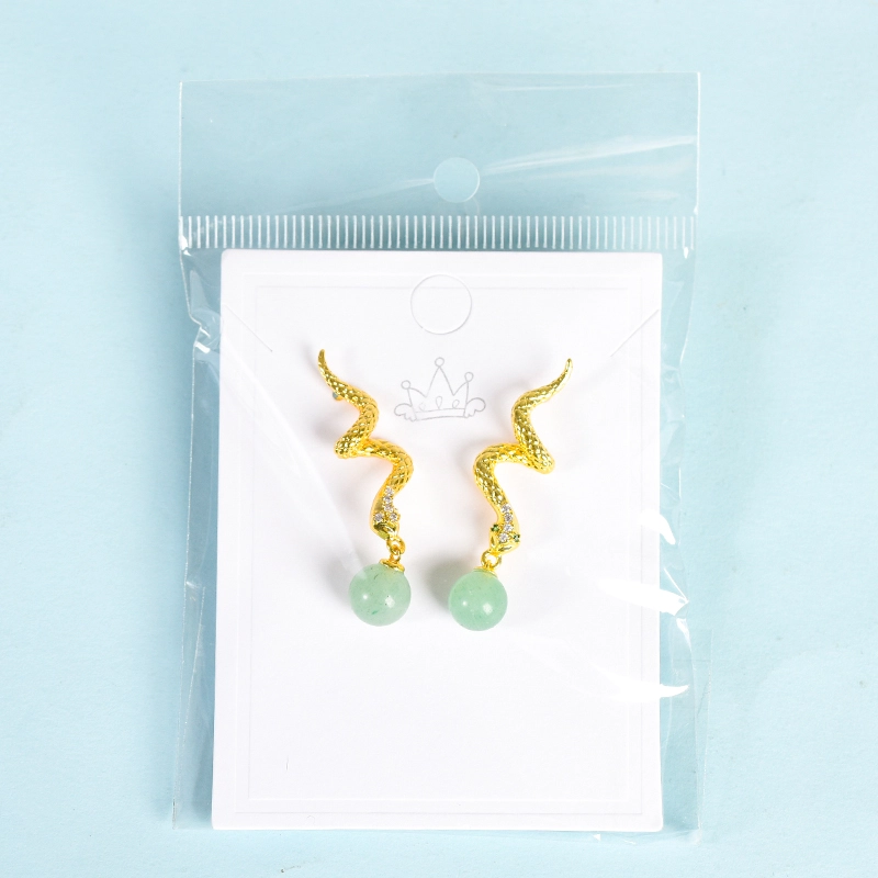 Factory wholesale Natural Crystal Snake shaped fashion jewelry earrings stainless steel earrings Healing