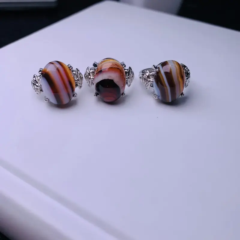Natural crystal jewelry design carnelian /agate/onyx adjustable ring copper silver plated ring unisex