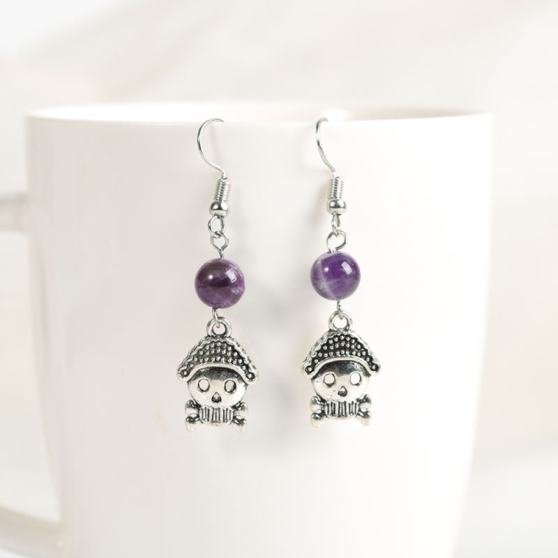 Wholesale Natural Crystal fashion jewelry pearl earrings stainless steel earrings Healing