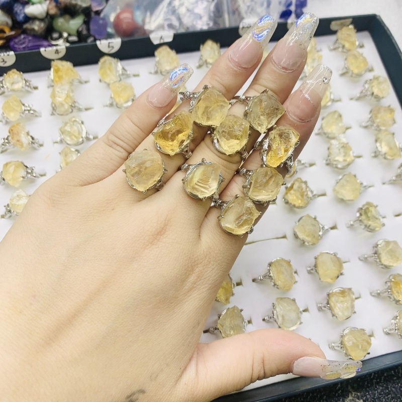 Factory Wholesale Natural Crystal citrine ring evil eyes Fashion Jewelry Rings Exquisite Jewelry Rings Healing Gifts for women healing gifts for rings