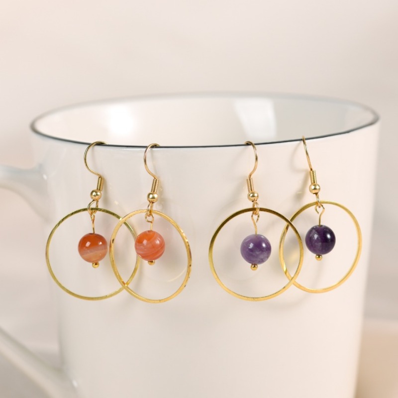 Wholesale Natural Crystal Women's Earrings Jewelry Latest Girl Earrings Healing