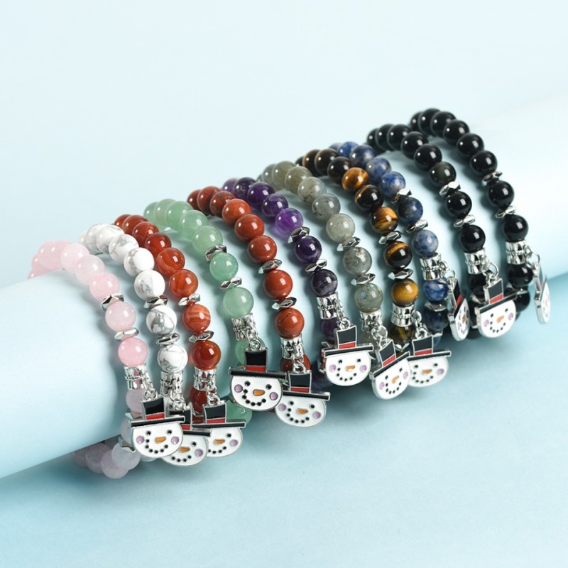 Christmas Cute Snowman Factory wholesale natural crystal boutique woman bracelet fashion ladies bracelet healing