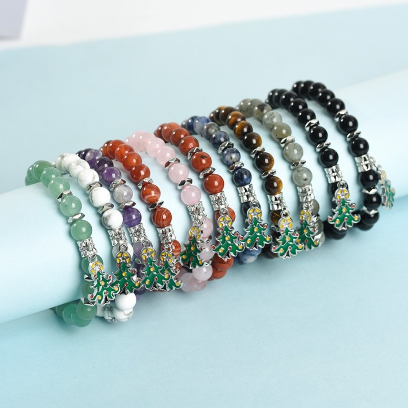 Christmas Tree Gift Factory wholesale natural crystal boutique woman bracelet fashion ladies bracelet healing