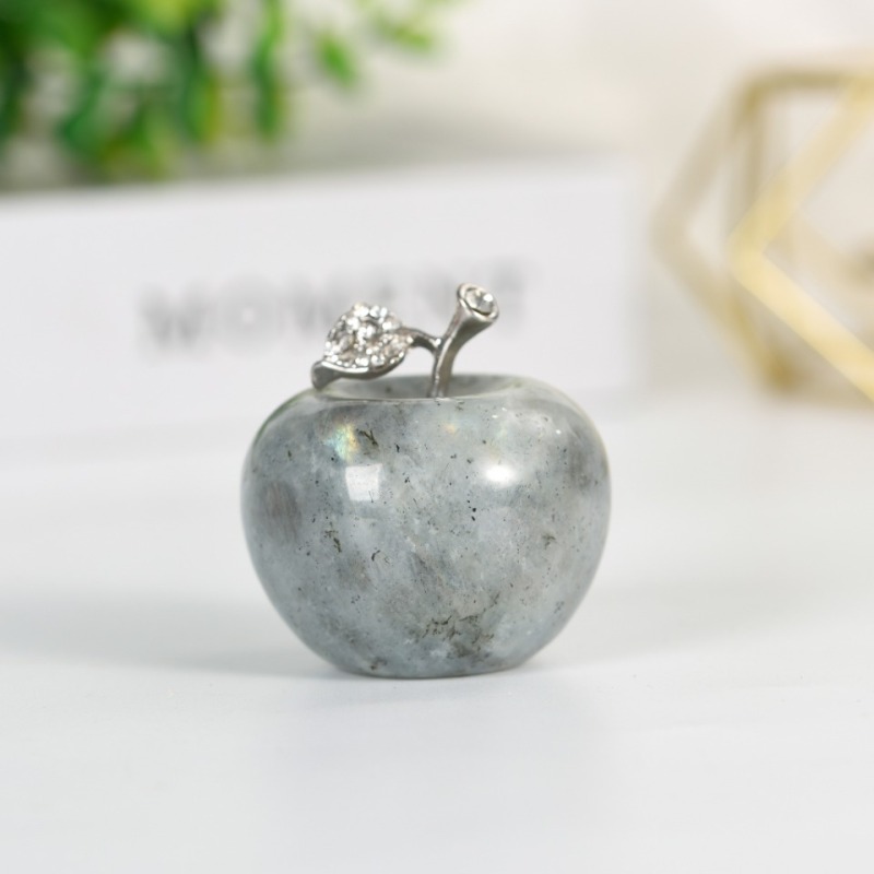 3cm  apple Wholesale of natural crystal apple ornaments for decoration, used for office incense insertion base household products