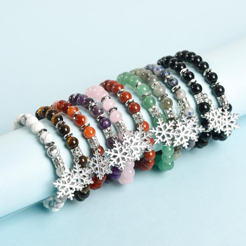 Factory wholesale natural crystal Christmas snowflake bracelet gift boutique woman bracelet fashion ladies bracelet healing