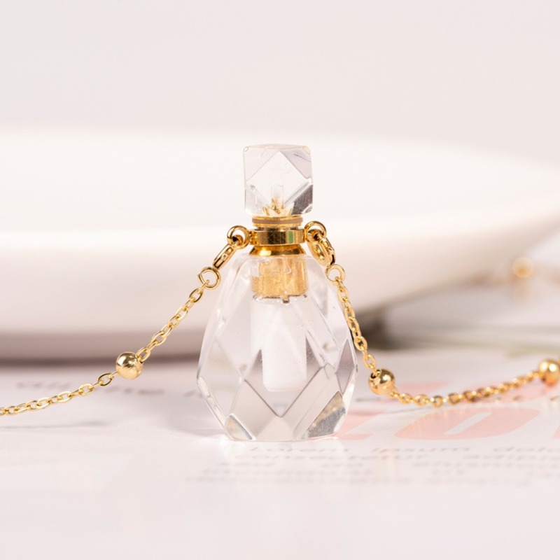 Factory wholesale natural crystal Mini perfume bottle jewelry woman necklace man pendant healing gift
