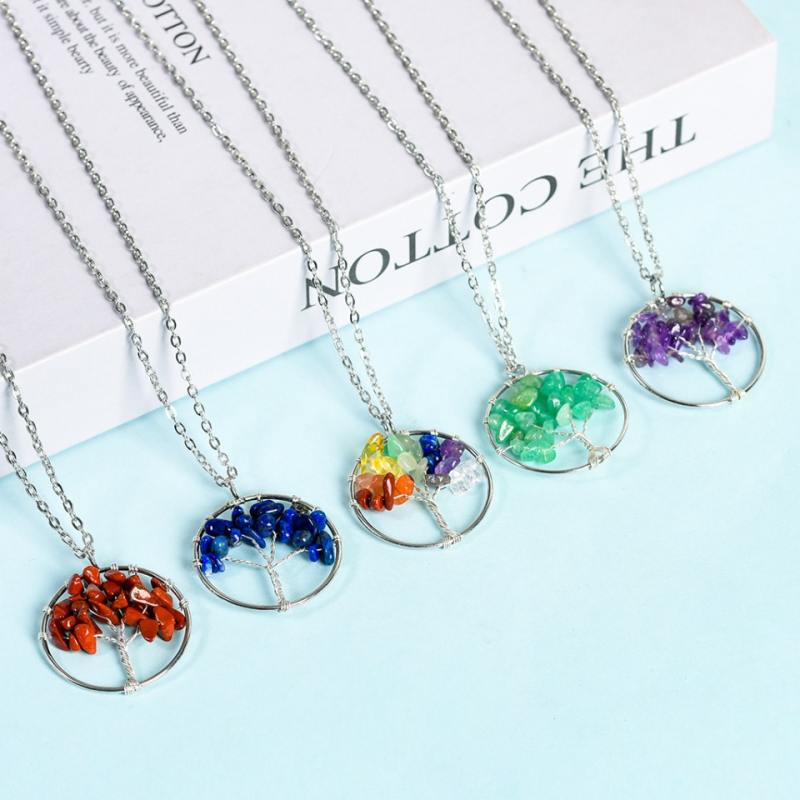 Factory wholesale natural crystal jewelry woman necklace man pendant healing gift