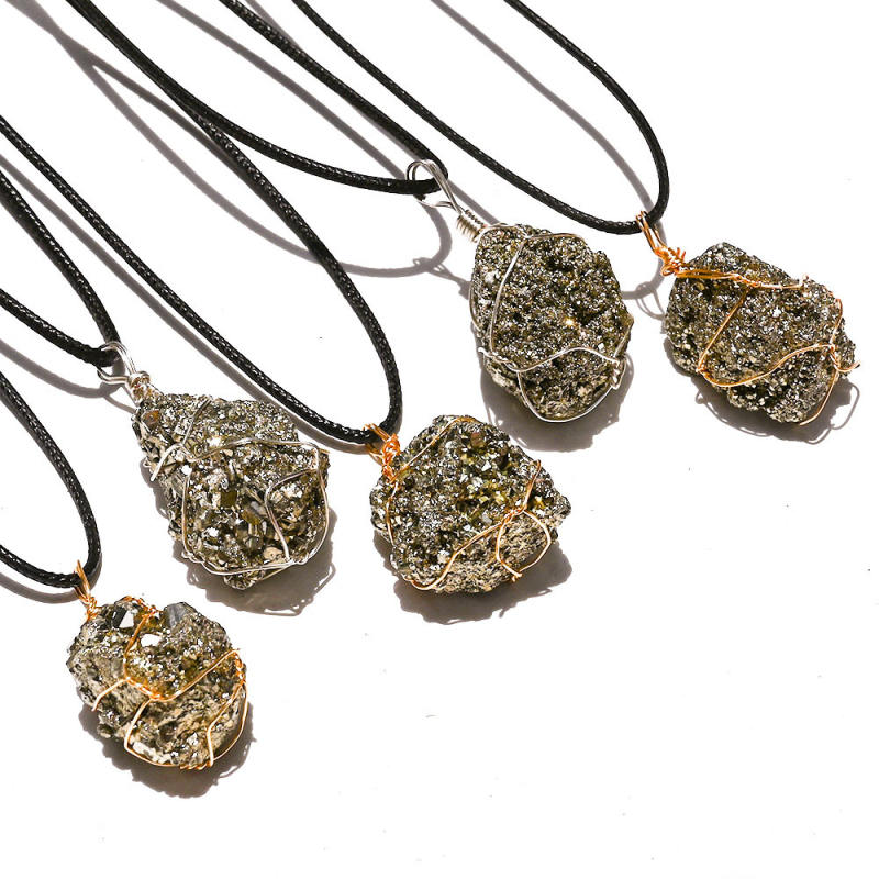 Factory wholesale natural crystal Raw stone Pyrite pendant fashion jewelry pendants man pendant healing gift