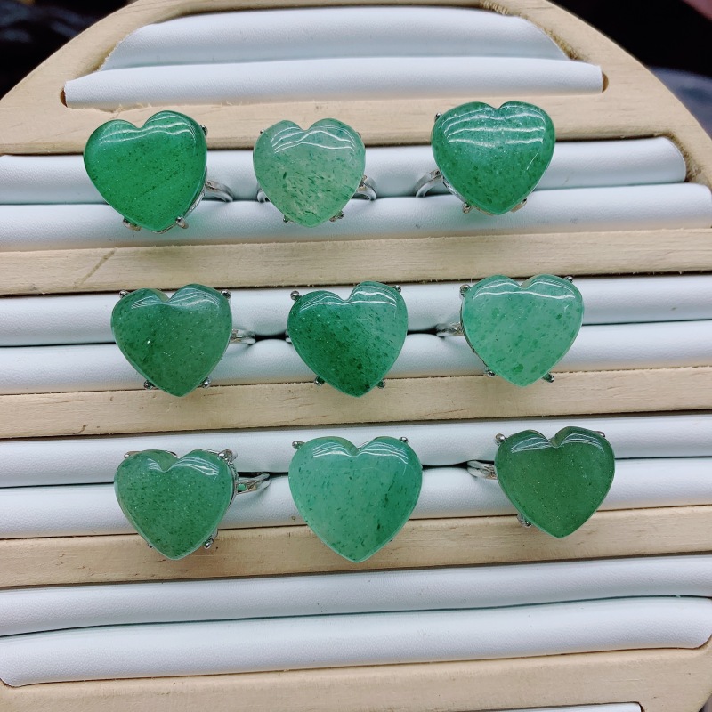 High quality authentic green strawberry crystal ring Factory Wholesale Natural Crystal Ring Jewelry Women's Exquisite Jewelry Ring Healing Gifts
