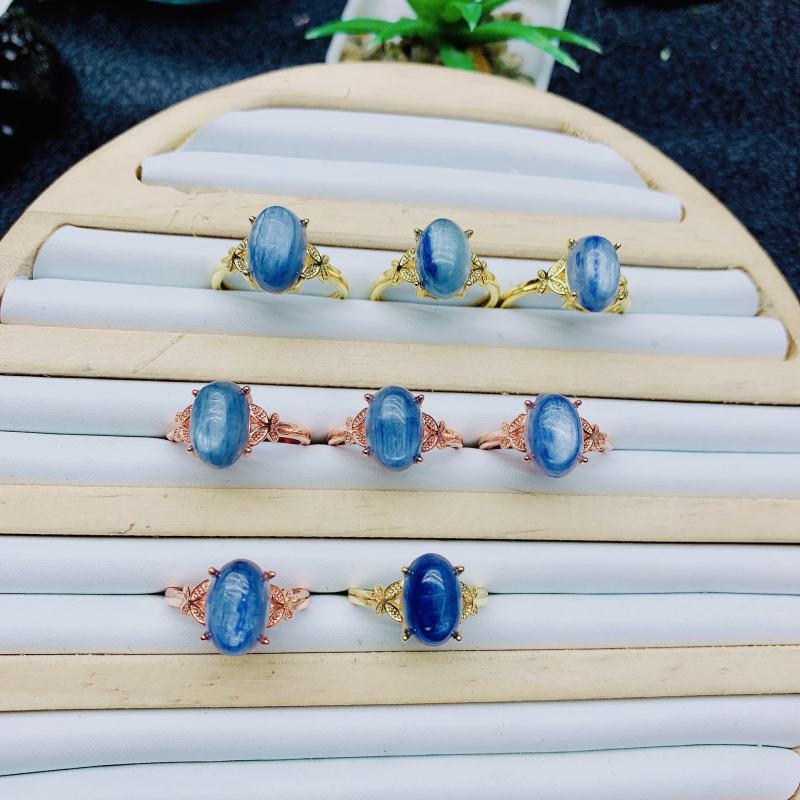 High quality authentic kyanite ring Factory Wholesale Natural Crystal Ring Jewelry Women's Exquisite Jewelry Ring Healing Gifts