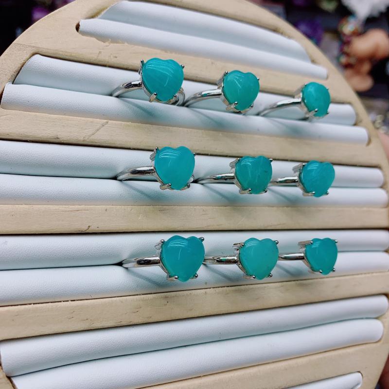 High quality authentic amazonite ring Factory Wholesale Natural Crystal Ring Jewelry Women's Exquisite Jewelry Ring Healing Gifts