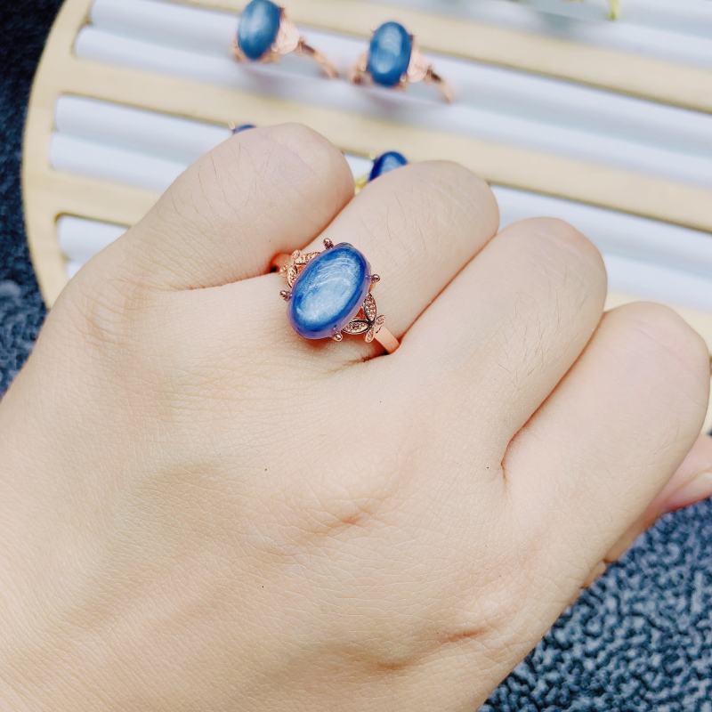 High quality authentic kyanite ring Factory Wholesale Natural Crystal Ring Jewelry Women's Exquisite Jewelry Ring Healing Gifts