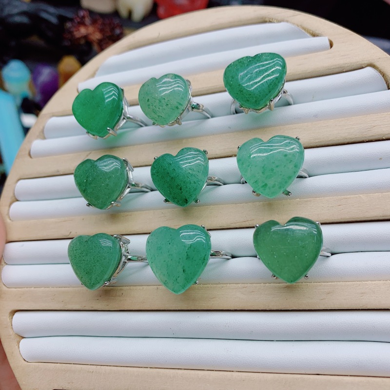 High quality authentic green strawberry crystal ring Factory Wholesale Natural Crystal Ring Jewelry Women's Exquisite Jewelry Ring Healing Gifts