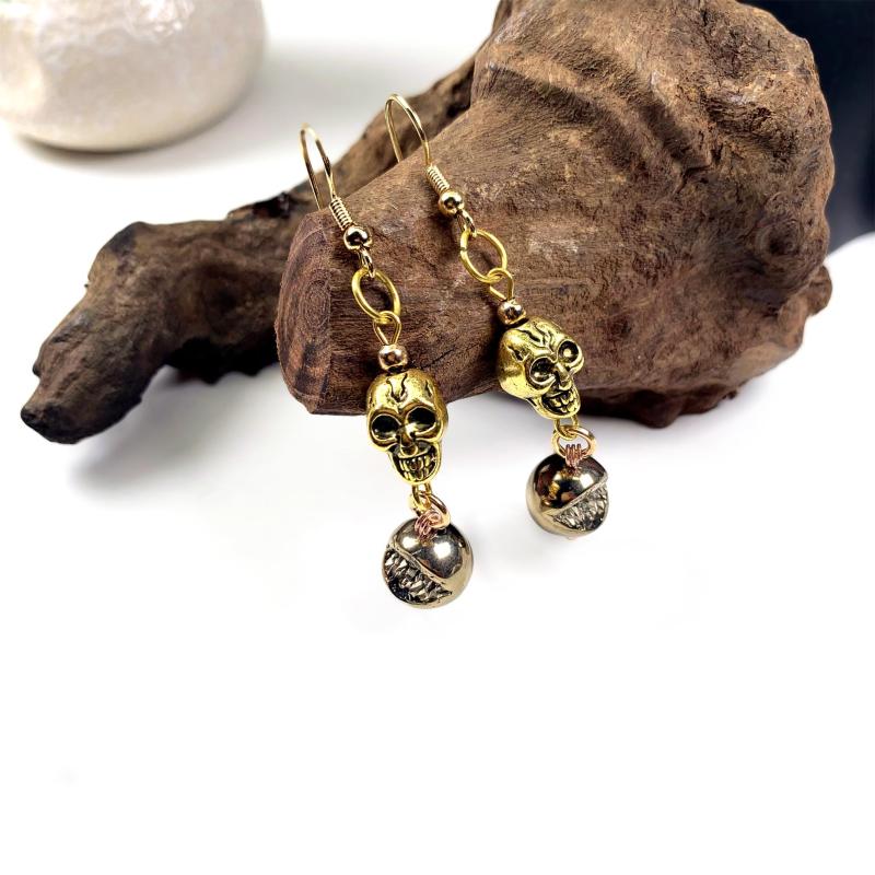 Factory Wholesale Natural Pyrite Earrings for Healing and Demagnetizing Pyrite Raw Stone Earrings for Women as a Gift