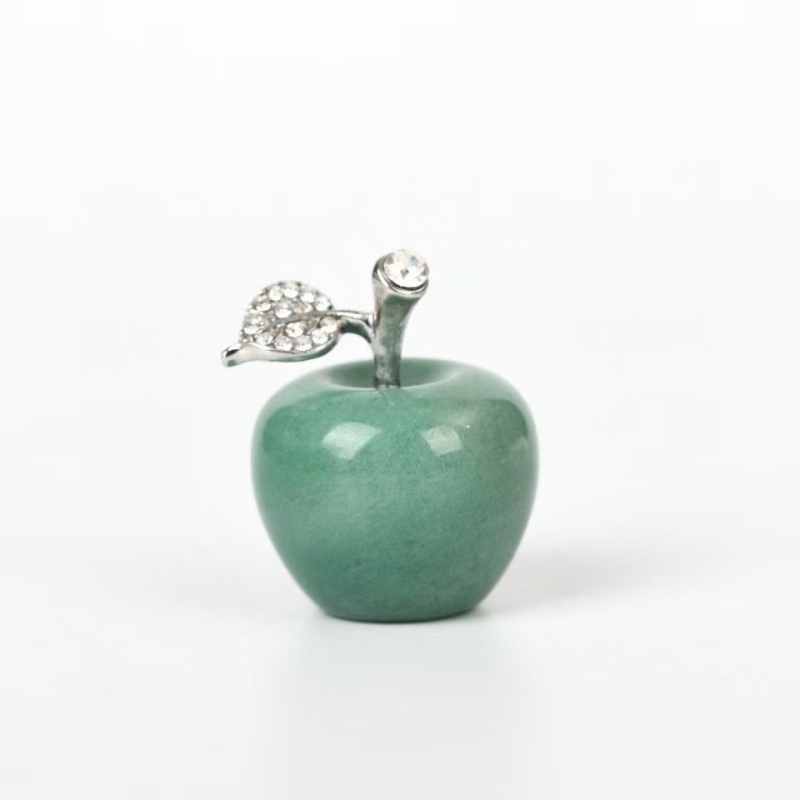 Natural crystal 4.5cm apple ornament, original stone carving, home creative decoration, handicraft, Christmas gift