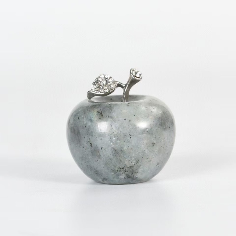 Natural crystal 4.5cm apple ornament, original stone carving, home creative decoration, handicraft, Christmas gift