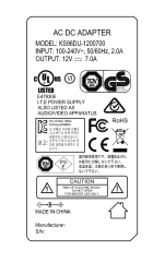 Old model number ZF120A-1207000 12V 7A 84W AC DC power adapter supply with UL/cUL FCC PSE CE GS RCM safety approved