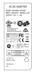 KS150DU-1201000 12V 10A 120W AC DC adapter UL/cUL FCC PSE CB C-Tick RoHs CE GS RCM safety approved