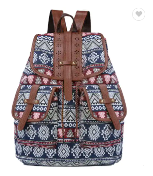 Australia's most popular new ethnic style retro pattern canvas fashion personality travel drawstring small backpack women's bag