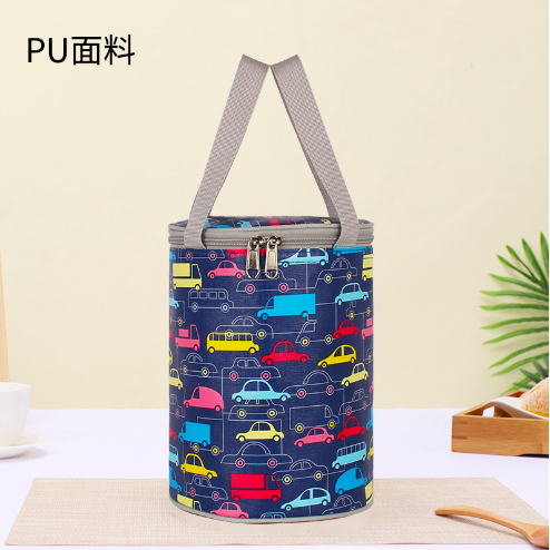 Lunch bag,  insulated bucket bag, student round lunch box bag, lunch box, lunch bucket, insulated bag with rice tote bag