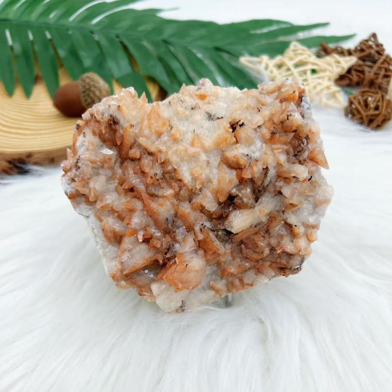 Pink feather calcite