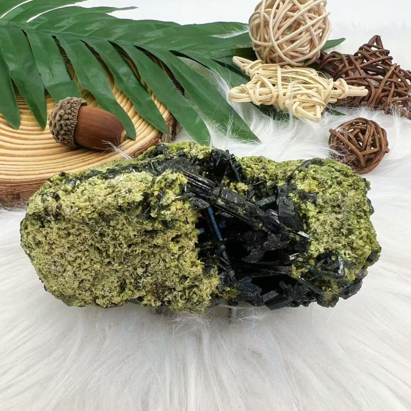 Green tourmaline with Epidote