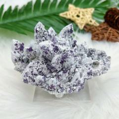 Purple Starry fluorite on candle quartz