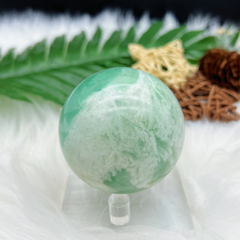 Feather fluorite sphere