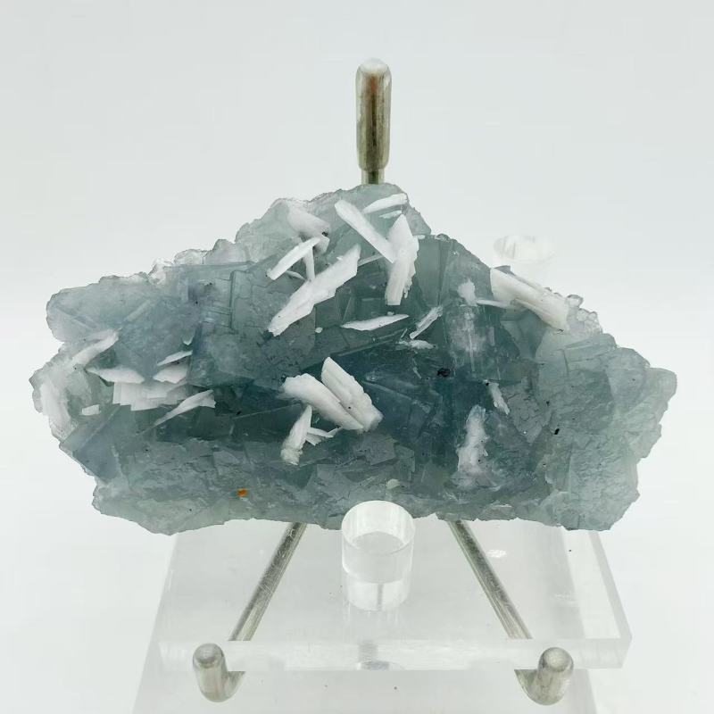blue Fluorite with calcite