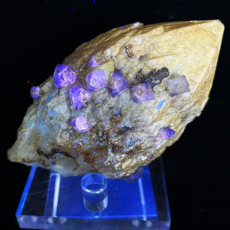 petroleum fluorite  on candle quartz.