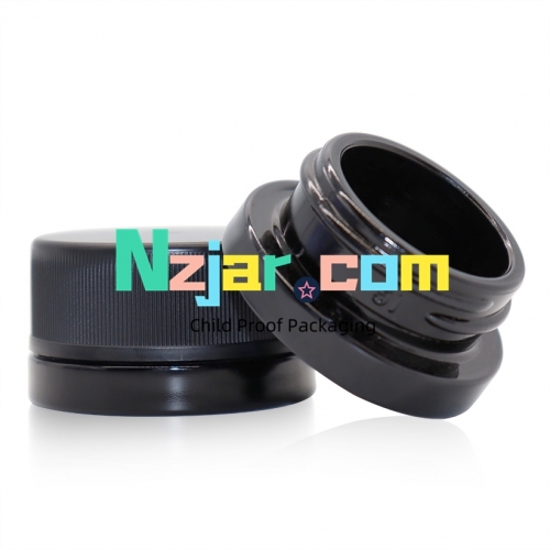 Glossy Black Glass Concentrate Container with Lid