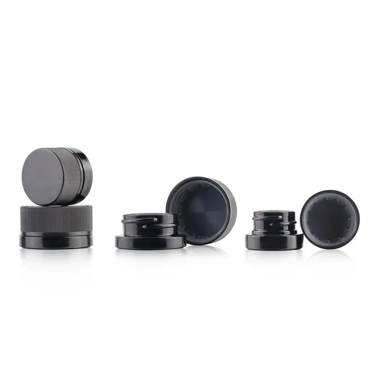 5ml Thick Black Glass Cube Square Containers Jars with Black Child Resistant Lids for Oil Lip Balm Cosmetics